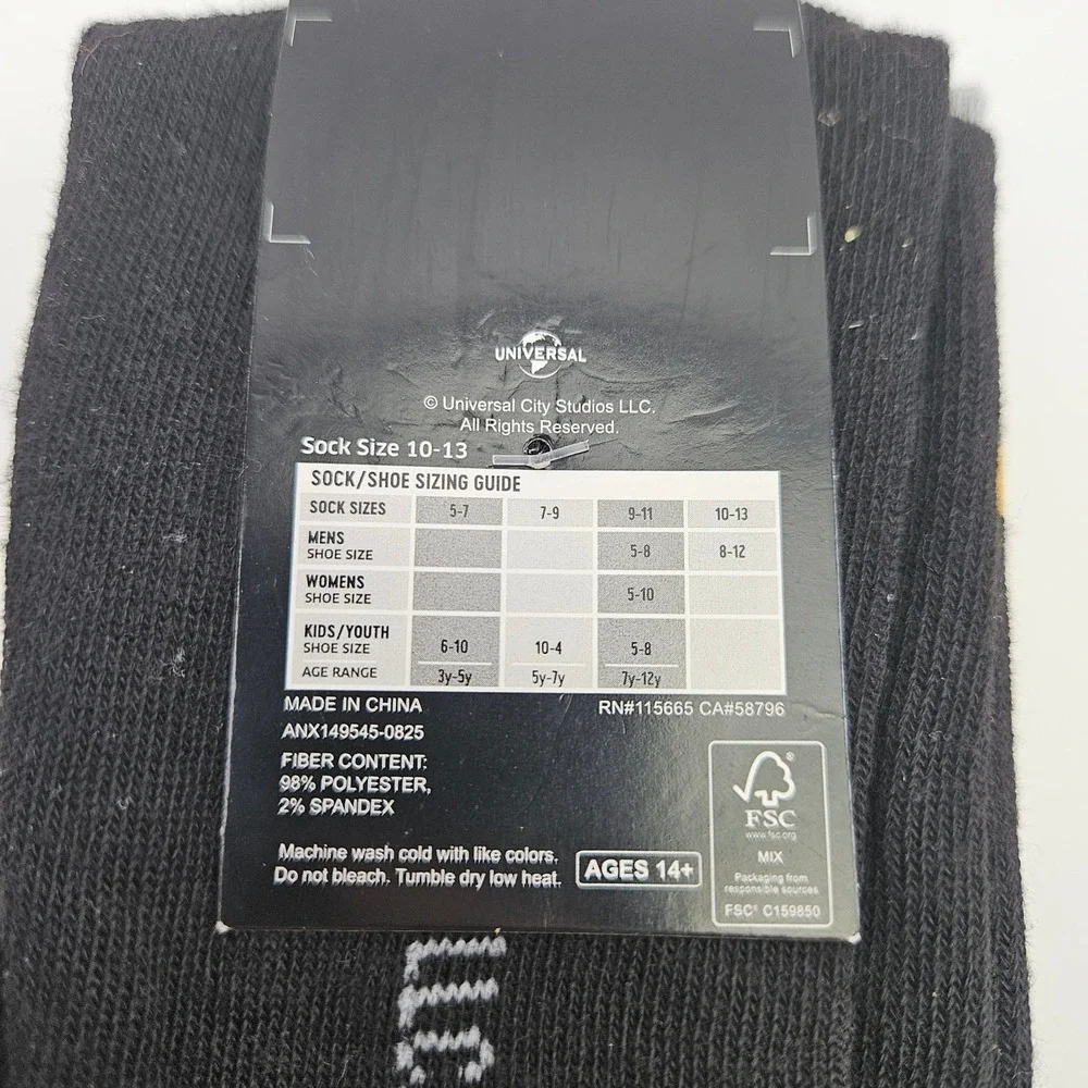 Happy Gilmore Mens Crew Socks 2 Pack Grey Black Gold‎ Golf Comedy Bioworld 10-13